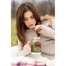 Słoik szklany ze słomką Vialli Design Fuori 600ml 29859 (miętowy) - miniatura 4