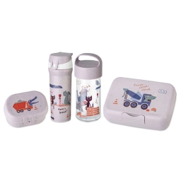 Zestaw śniadaniowy dla dzieci duży Koziol TRUCKS (lunchbox + lunchbox mini + snackpot + butelka bidon na wodę 500ml) - miniatura 1
