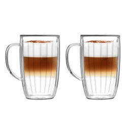 Szklanki termiczne do kawy i herbaty wysokie z uchem Vialli Design TULIP 350ml (2szt.) 28975 - miniatura 1