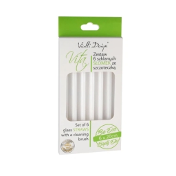 Ekologiczne białe słomki szklane proste Vialli Design VITA 20cm (6szt.) + szczoteczka do czyszczenia 26612 - miniatura 5
