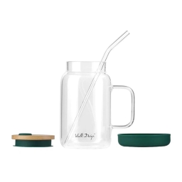 Słoik szklany ze słomką Vialli Design Fuori 600ml 29828 (zielony) - miniatura 2