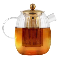 Zaparzacz do herbaty szklany Vialli Design TULIP 1000ml 29316 (złoty mat) - miniatura 1