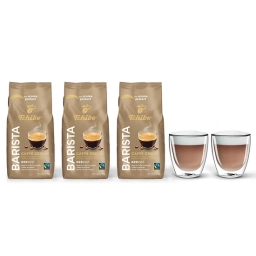 Kawa ziarnista Tchibo Barista Caffe Crema 3kg + szklanki termiczne do cappuccino FilterLogic CFL-660 w zestawie - miniatura 1
