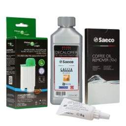 Zestaw do konserwacji ekspresu Saeco: filtr CFL-902B +odkamieniacz CA6700 250ml +tabletki CA6704 +smar HD5061 - miniatura 1