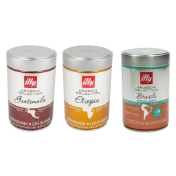Zestaw kaw ziarnistych w puszce Illy 250g: Guatemala + Ethiopia + Brasile - miniatura 1
