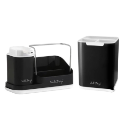 Zestaw kuchenny dozownik + ociekacz na sztućce Vialli Design LIVIO DUO (czarny) - miniatura 1