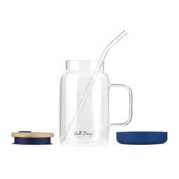 Słoik szklany ze słomką Vialli Design Fuori 600ml 29811 (granatowy) - miniatura 2