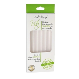 Ekologiczne słomki szklane zakrzywione Vialli Design VITA 23cm (6szt.) + szczoteczka do czyszczenia 26629 - miniatura 5