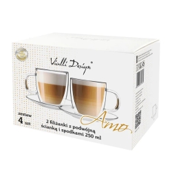 Szklanki termiczne ze spodkiem do kawy i herbaty Vialli Design AMO 250ml (2szt.) 27565 - miniatura 4