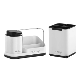 Zestaw kuchenny dozownik + ociekacz na sztućce Vialli Design LIVIO DUO (biały) - miniatura 1