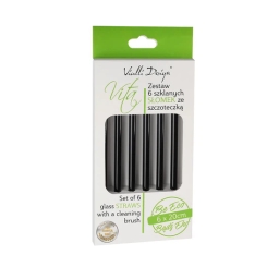 Ekologiczne czarne słomki szklane proste Vialli Design VITA 20cm (6szt.) + szczoteczka do czyszczenia 26599 - miniatura 8