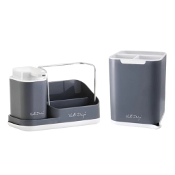 Zestaw kuchenny dozownik + ociekacz na sztućce Vialli Design LIVIO DUO (szary) - miniatura 1