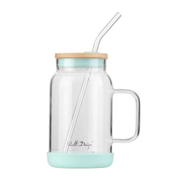 Słoik szklany ze słomką Vialli Design Fuori 600ml 29859 (miętowy) - miniatura 1