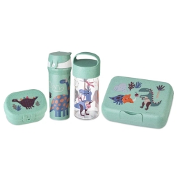 Zestaw śniadaniowy dla dzieci duży Koziol REX (lunchbox + lunchbox mini + snackpot + butelka bidon na wodę 500ml) - miniatura 1