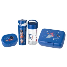 Zestaw śniadaniowy dla dzieci duży Koziol SPACE (lunchbox + lunchbox mini + snackpot + butelka bidon na wodę 500ml) - miniatura 1