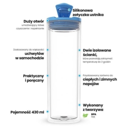Kubek termiczny dla dzieci termos na herbatę kawę Dafi SELF 430 ml (czysty, bez napisów) - miniatura 2