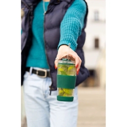 Szklany kubek do kawy ze słomką Vialli Design FUORI 600ml 30398 (zielony) - miniatura 6