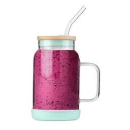 Słoik szklany ze słomką Vialli Design Fuori 600ml 29859 (miętowy) - miniatura 3