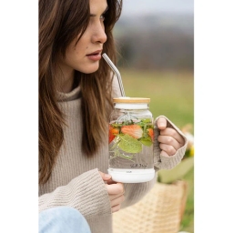 Słoik szklany ze słomką Vialli Design Fuori 600ml 29835 (biały) - miniatura 5