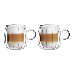 Szklanki termiczne do kawy i herbaty z uchem okrągłe Vialli Design TULIP 250ml (2szt.) 28807 - miniatura 1