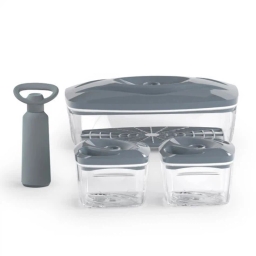 Zestaw pojemników prożniowych do przechowywania żywności DAFI SET3 (szary / stalowy) - miniatura 1