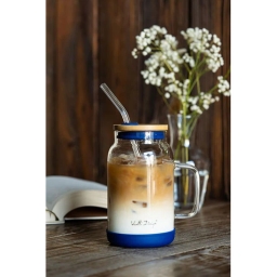 Słoik szklany ze słomką Vialli Design Fuori 600ml 29811 (granatowy) - miniatura 4