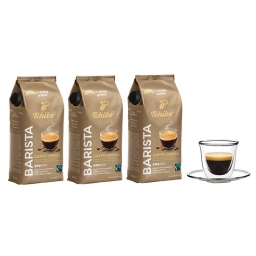 Kawa ziarnista Tchibo Barista Caffe Crema 3kg + szklanka termiczna do espresso ze spodkiem FilterLogic CFL-657 w zestawie - miniatura 1