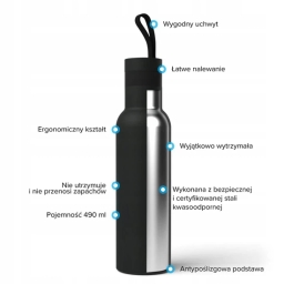 Butelka termiczna Dafi 490ml (czarna) - miniatura 3