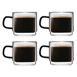 Szklanki termiczne do kawy espresso Vialli Design CARBON 80ml (4szt.) - miniatura 1