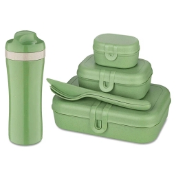 Zestaw śniadaniowy Koziol (lunchbox PASCAL + butelka bidon na wodę 425ml) zielony - miniatura 1