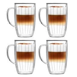 Szklanki termiczne do kawy i herbaty wysokie z uchem Vialli Design TULIP 350ml (4szt.) 28975 - miniatura 1