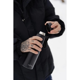 Butelka termiczna Vialli Design FUORI 500ml z uchwytem 12/24h (czarna) - miniatura 5