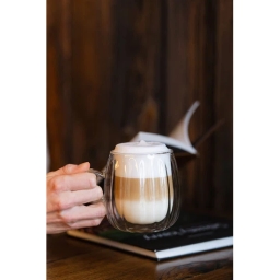 Szklanki termiczne do kawy i herbaty z uchem okrągłe Vialli Design TULIP 350ml (4szt.) 28814 - miniatura 4