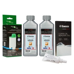 Zestaw do konserwacji ekspresu Saeco (FilterLogic CFL-902B + odkamieniacz Saeco CA6700/99 500 ml (2x250 ml) + tabl. czyszczące Saeco CA6704 + smar Saeco HD5061/01) - miniatura 1