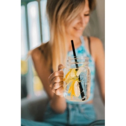 Ekologiczne czarne słomki szklane proste Vialli Design VITA 20cm (6szt.) + szczoteczka do czyszczenia 26599 - miniatura 5