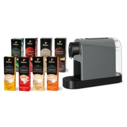 Ekspres ciśnieniowy na kapsułki Tchibo Cafissimo PURE+ (szary) + 80 kapsułek (zestaw degustacyjny) - miniatura 1