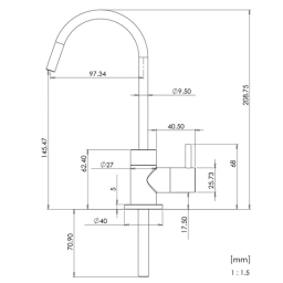 Bateria kuchenna filtrująca jednodrożna Dafi Flow Comfort D-1 z baterią ALTO (chrom) - miniatura 7