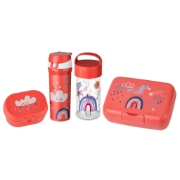 Zestaw śniadaniowy dla dzieci duży Koziol DREAMS (lunchbox + lunchbox mini + snackpot + butelka bidon na wodę 500ml) - miniatura 1