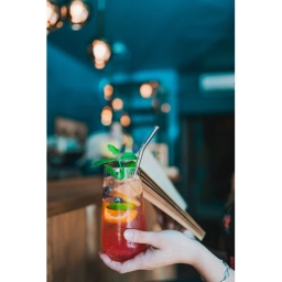 Ekologiczne słomki szklane zakrzywione Vialli Design VITA 23cm (6szt.) + szczoteczka do czyszczenia 26629 - miniatura 4