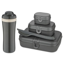 Zestaw śniadaniowy Koziol (lunchbox PASCAL + butelka bidon na wodę 425ml) popielaty - miniatura 1