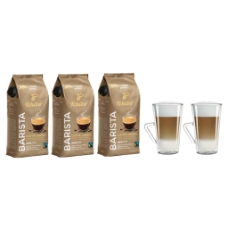 Kawa ziarnista Tchibo Barista Caffe Crema 3kg + szklanki termiczne do latte z uchem FilterLogicCFL-675B w zestawie - miniatura 1
