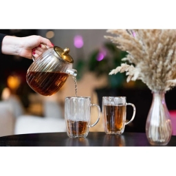 Zaparzacz do herbaty szklany Vialli Design TULIP 1000ml 29316 (złoty mat) - miniatura 3